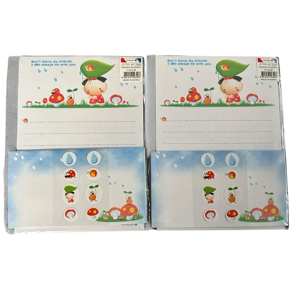 Vintage Y2K Morning Glory Stationary Set x2 Cute Little Girl Mushrooms Bugs NWT